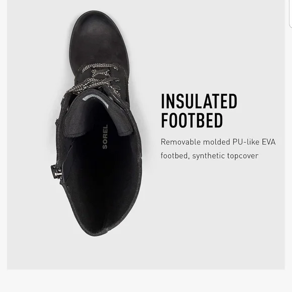 Sorel Black Lace Up Boots with Chunky Sole - Picture 3 of 8